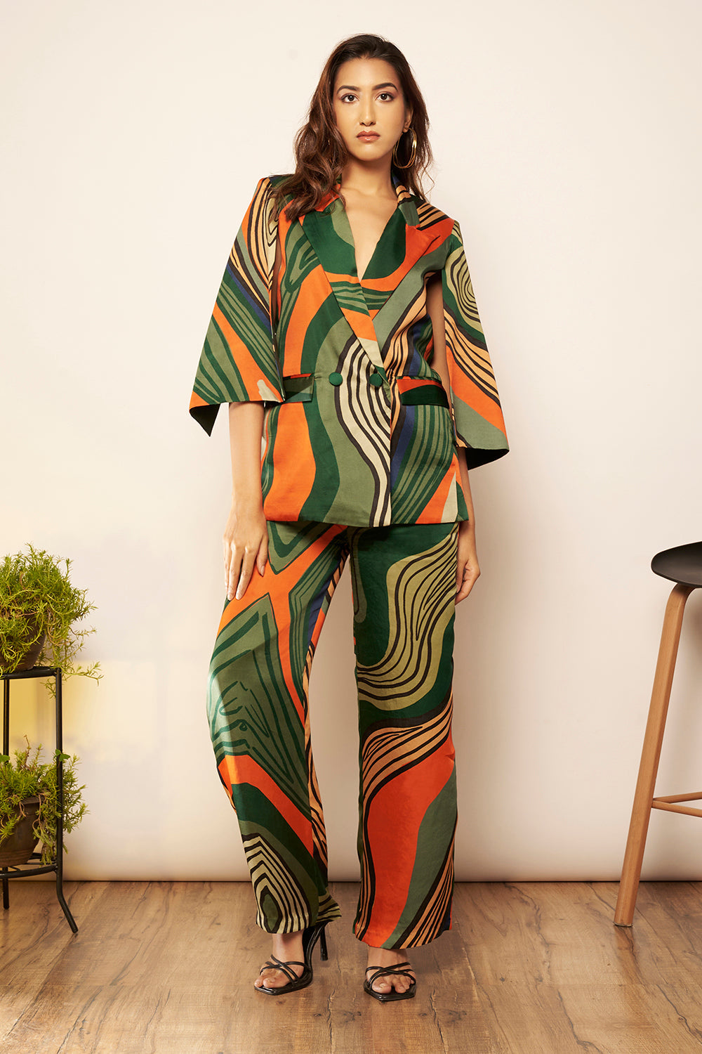 Green/Orange Straight Fit Pants