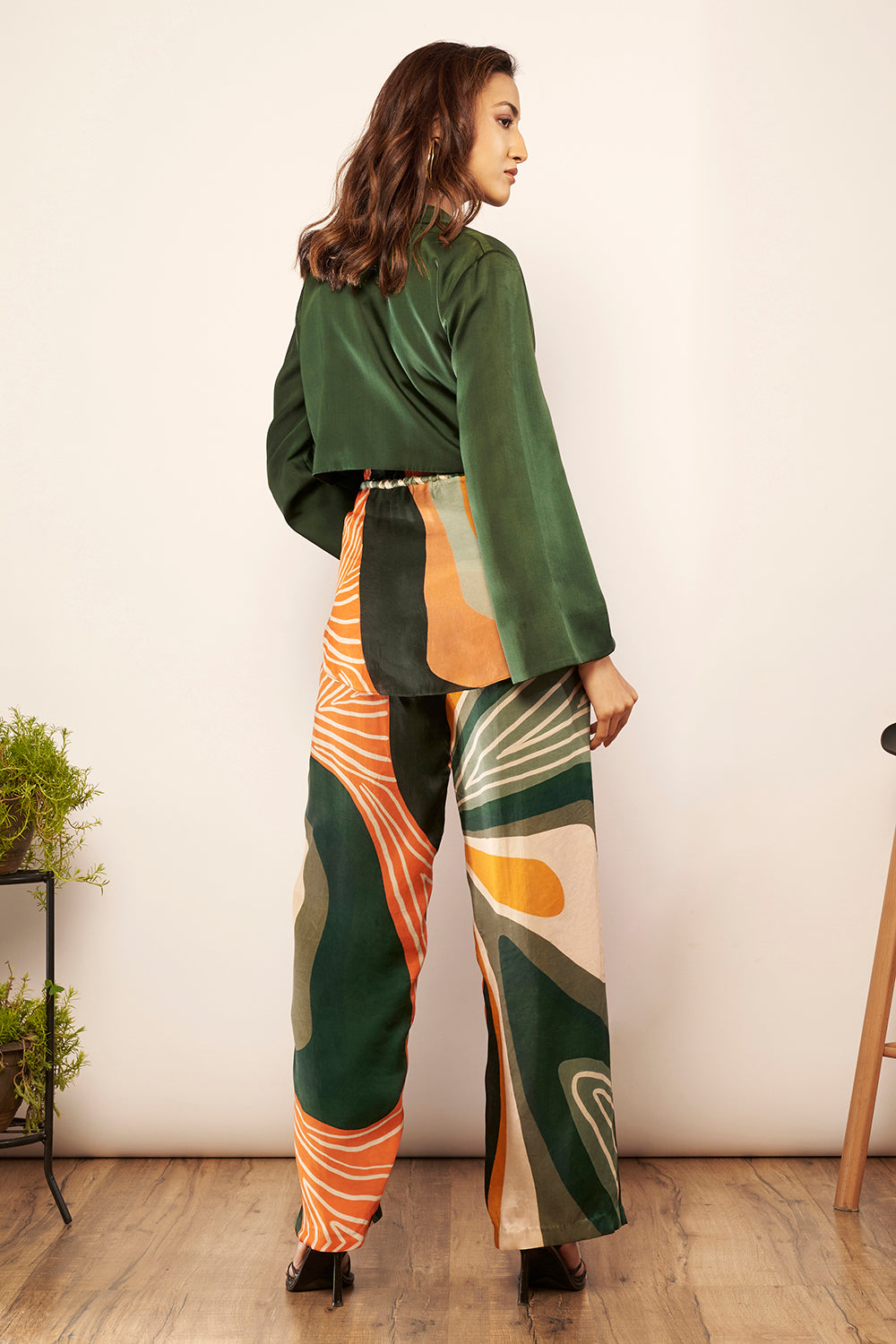 Green/Tangerine Straight Fit Pants