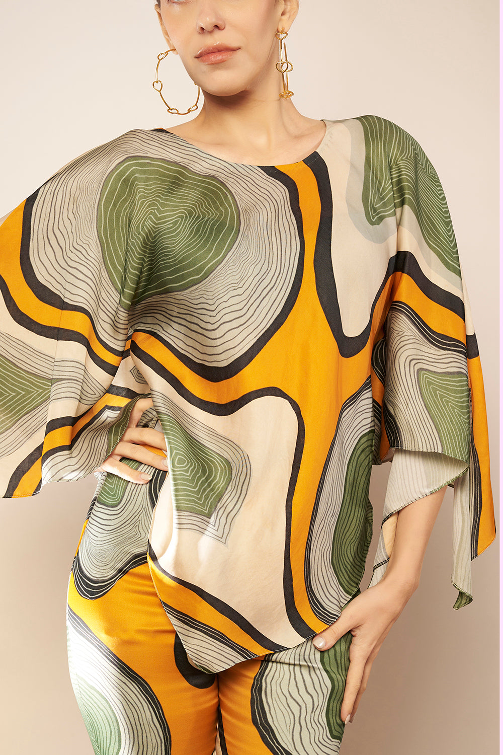 Printed Poncho Top