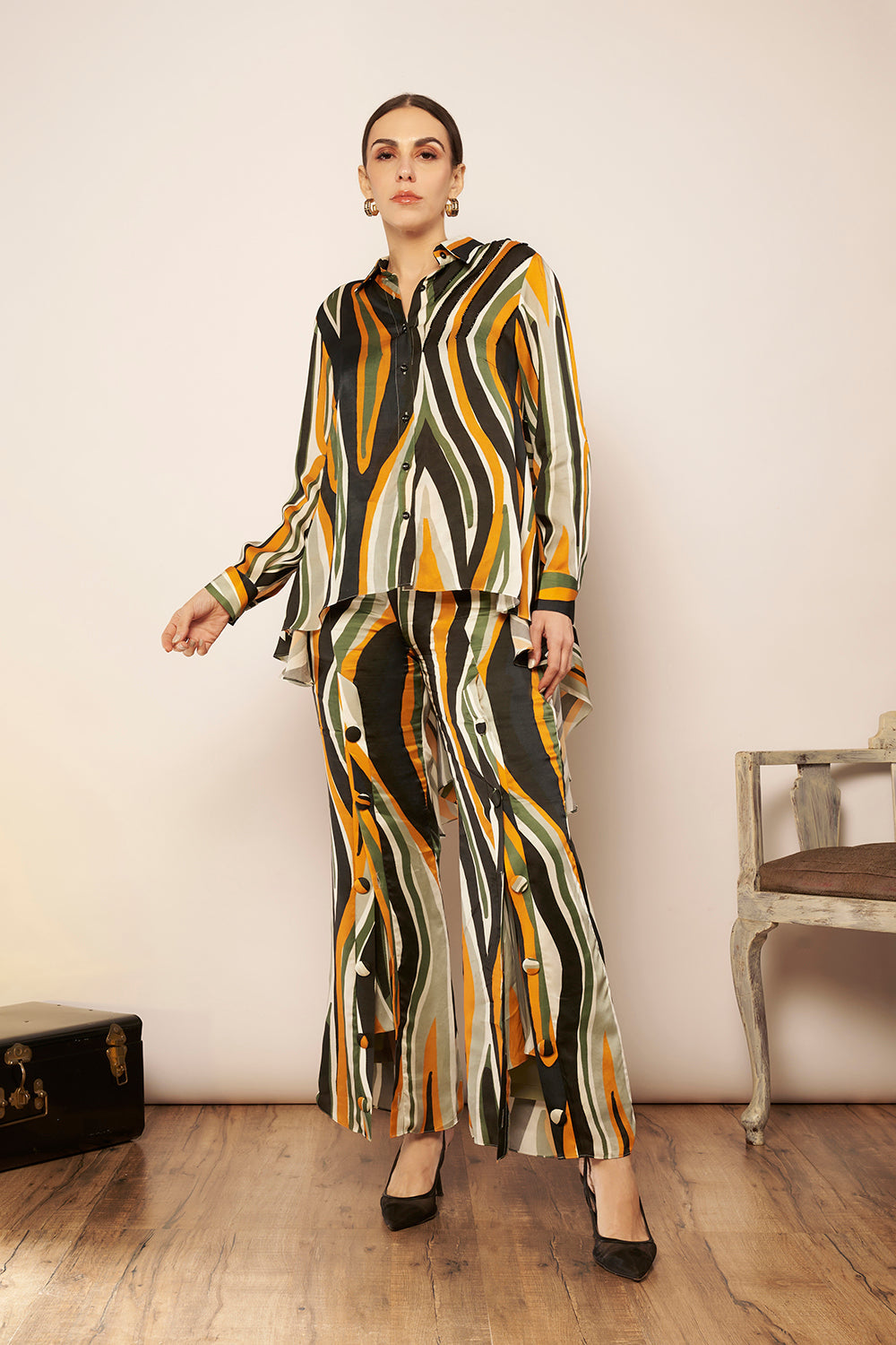 Black/Ivory High Low Top