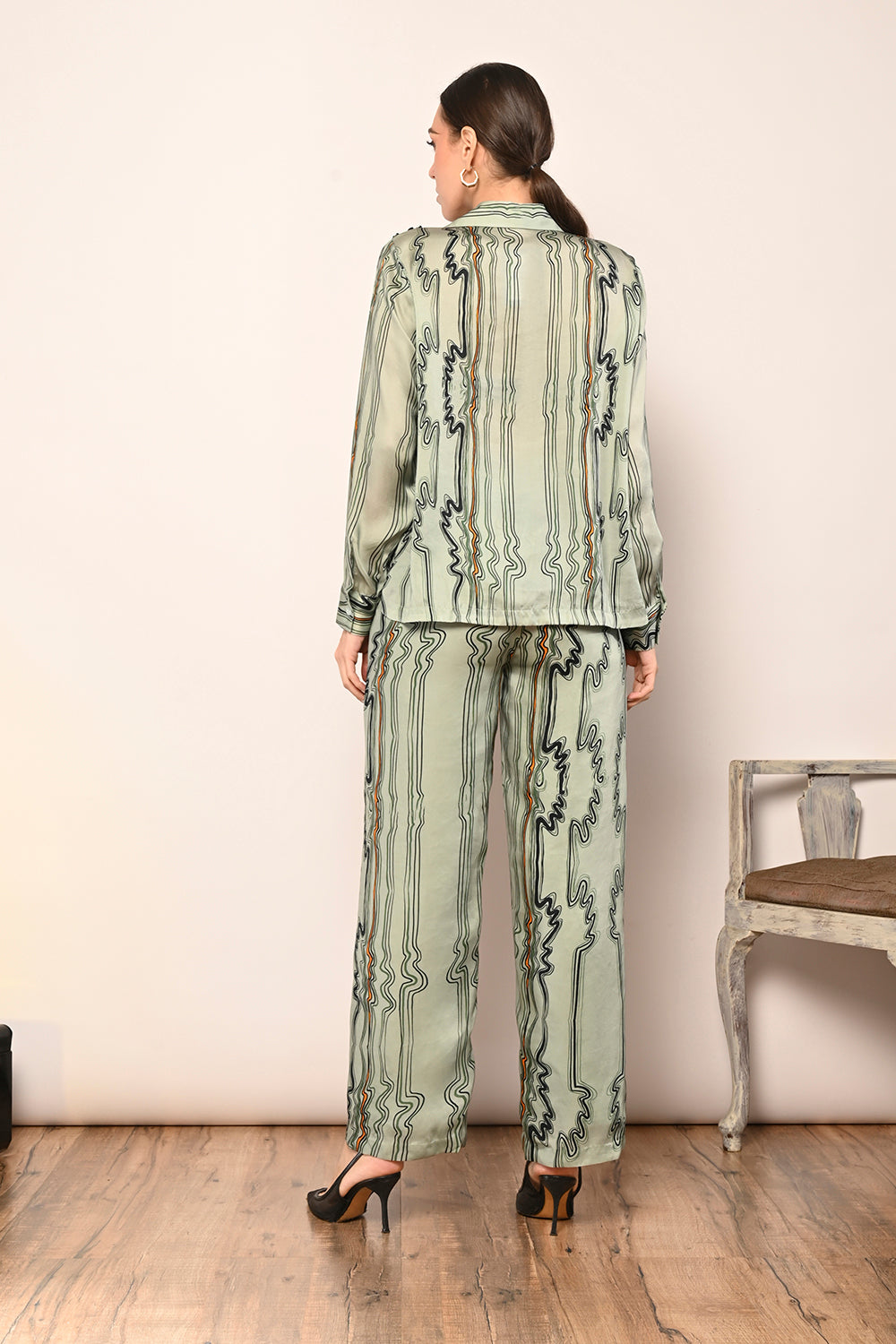 Light Green Embellished Printed Shirt