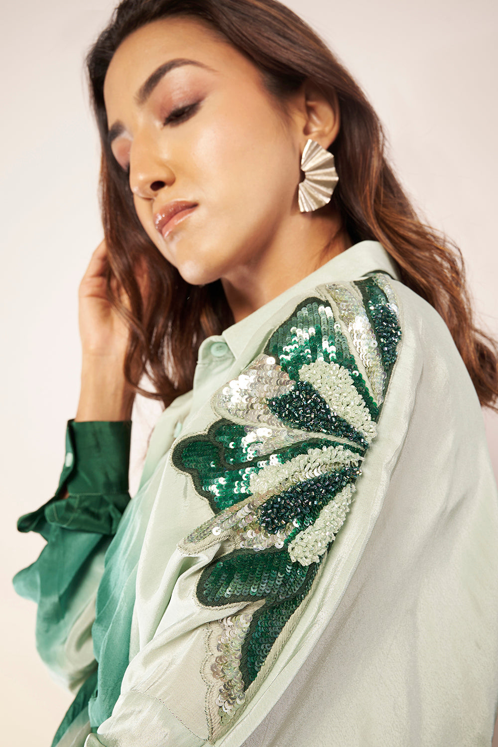 Light Green Ombre Shirt Dress