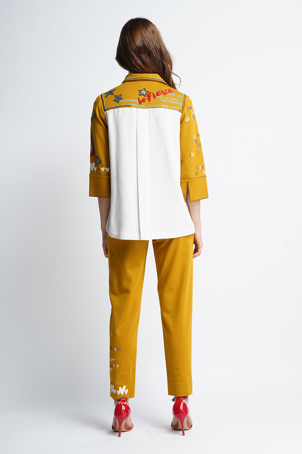 Track Pants Of Numbers Text and Sauce Bottle Double Layer Shirt