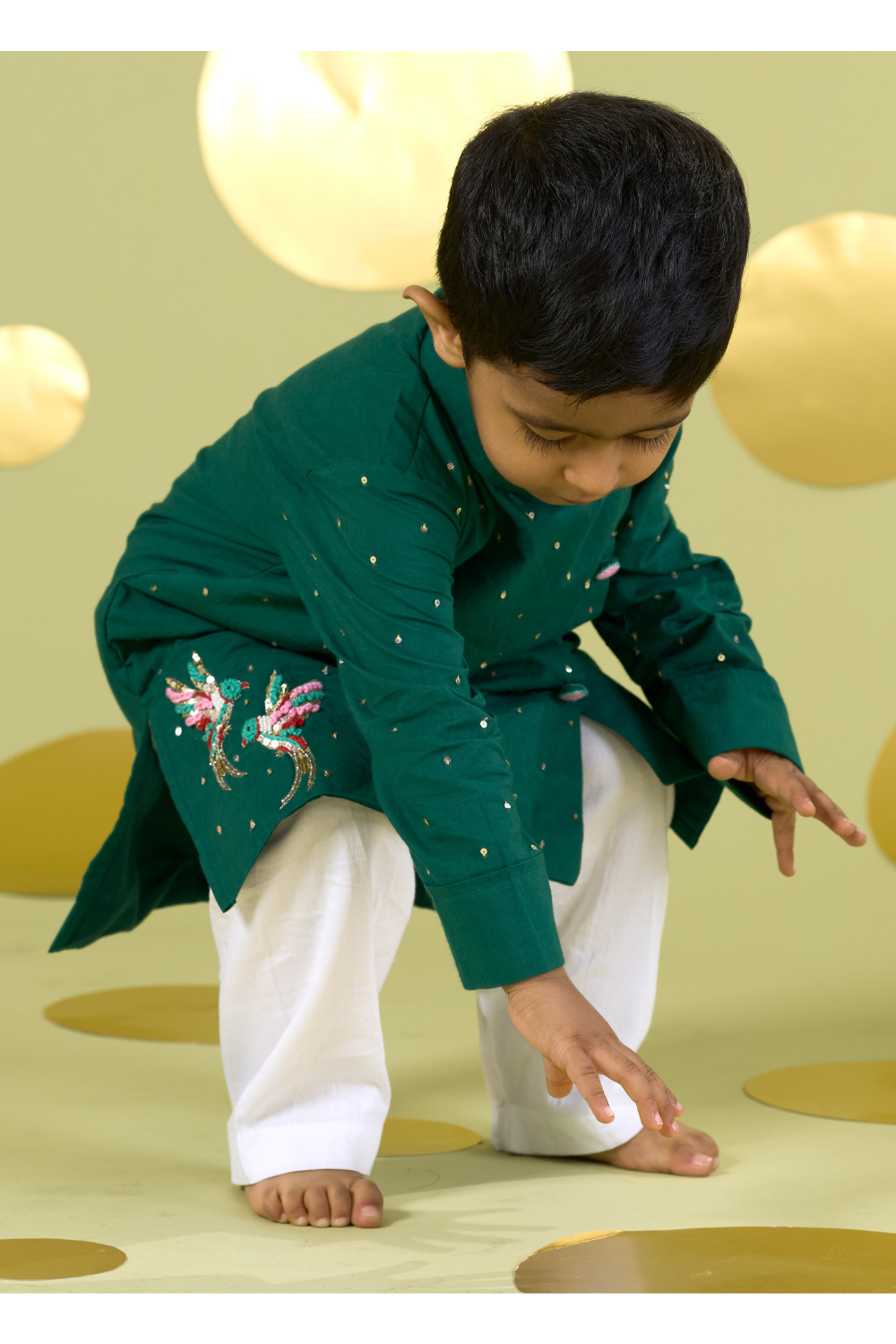 GREEN BIRD KURTA SET