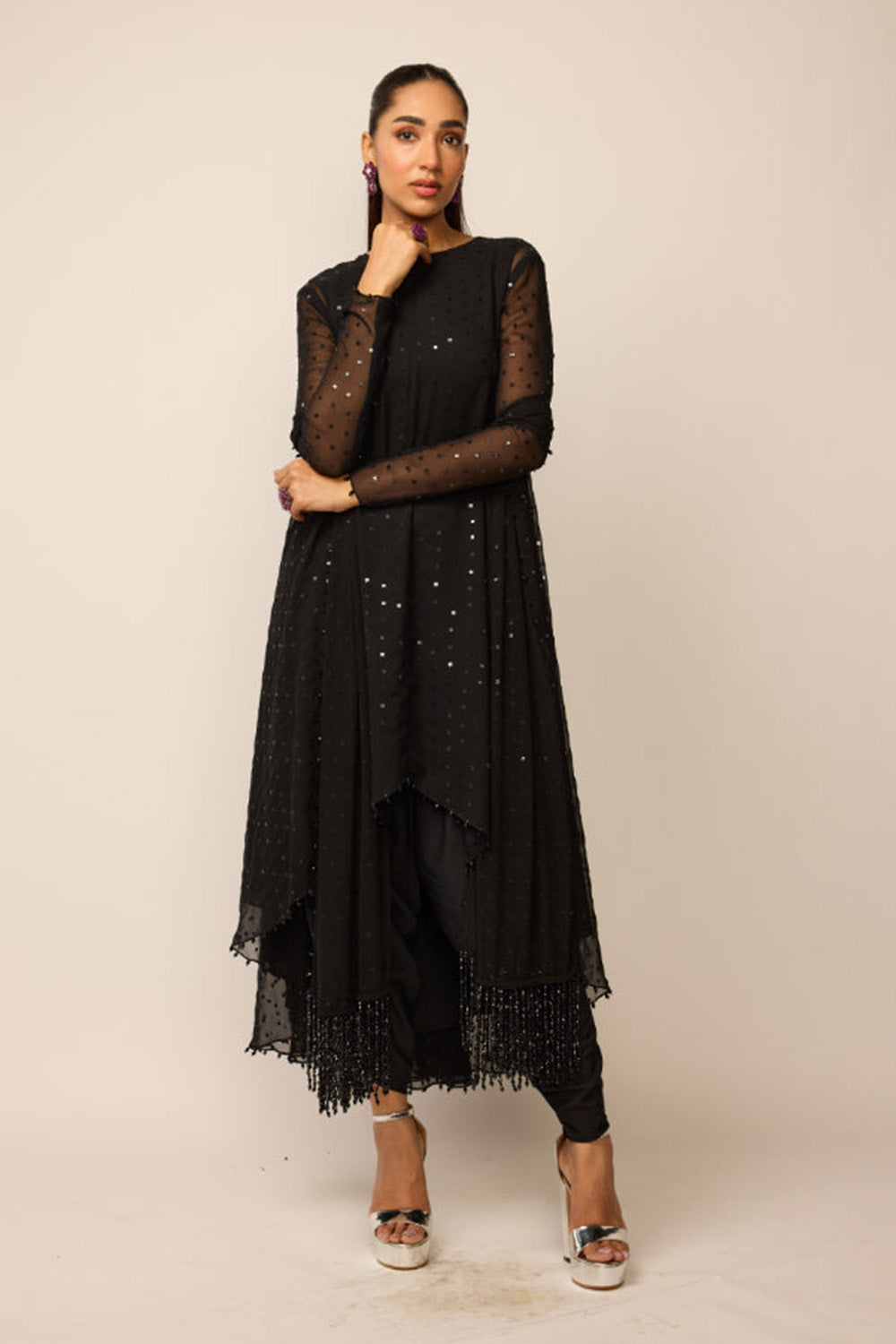 Black Georgette Kurta Set
