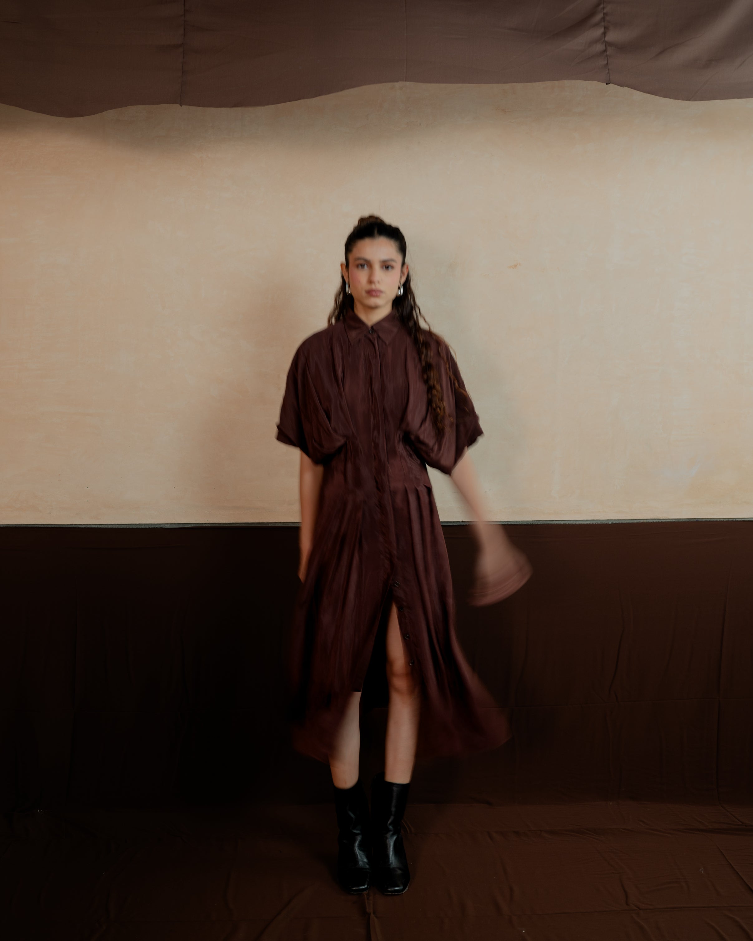 Pleated Shirt Dress