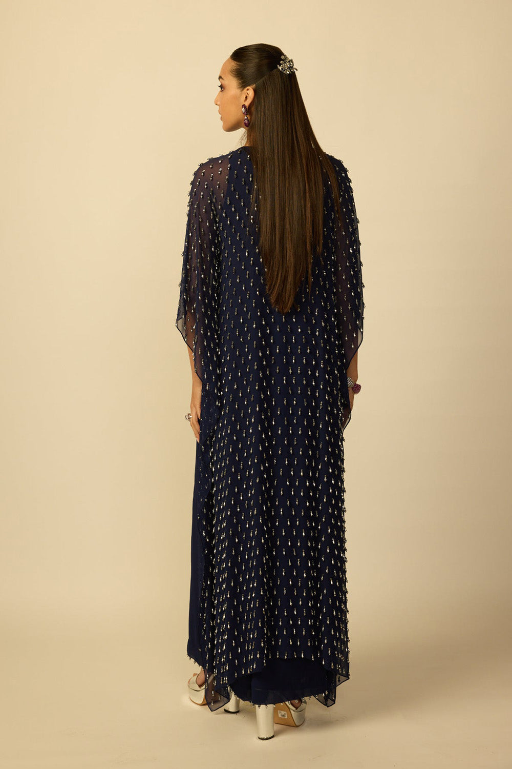Deep Blue Silver Drop Kaftan