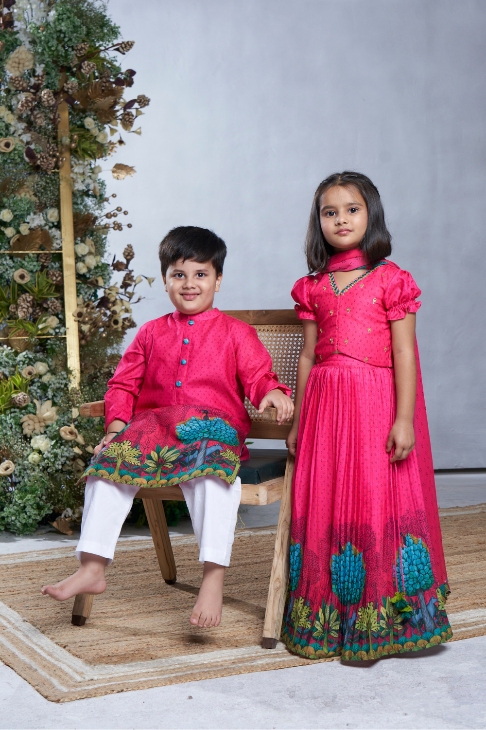 PINK PICHWAI KURTA SET