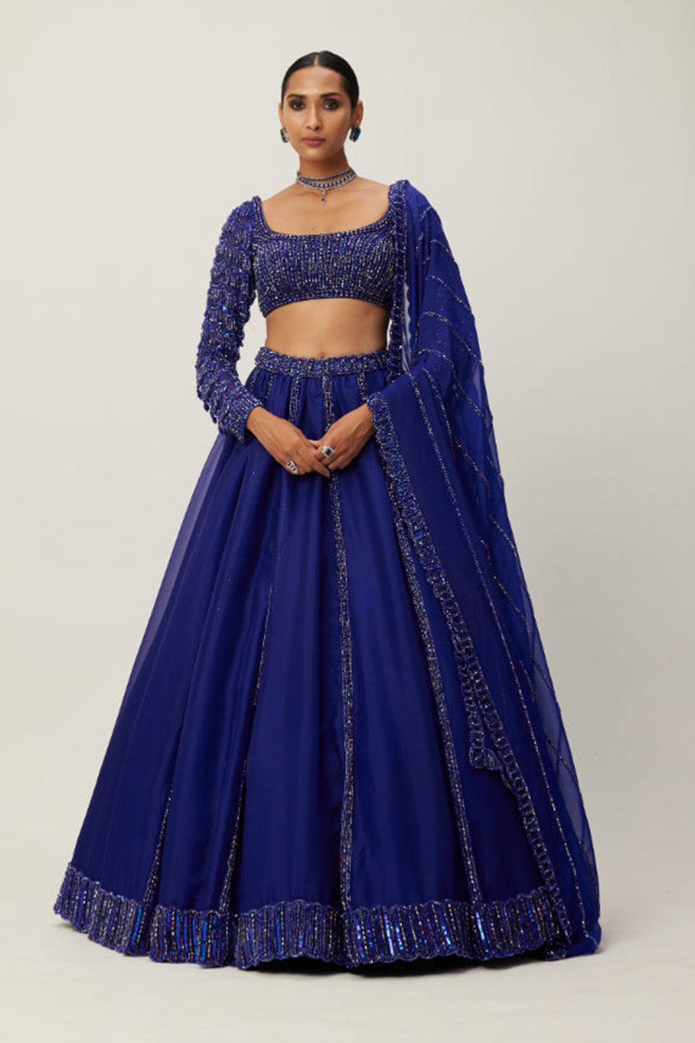 Cocktail Blue Organza Lehenga Set