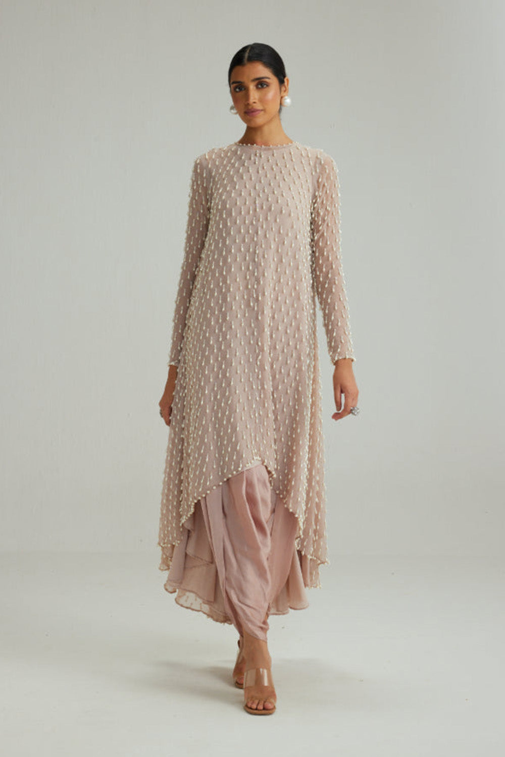 Ash Pink Pearl Drop Kurta set