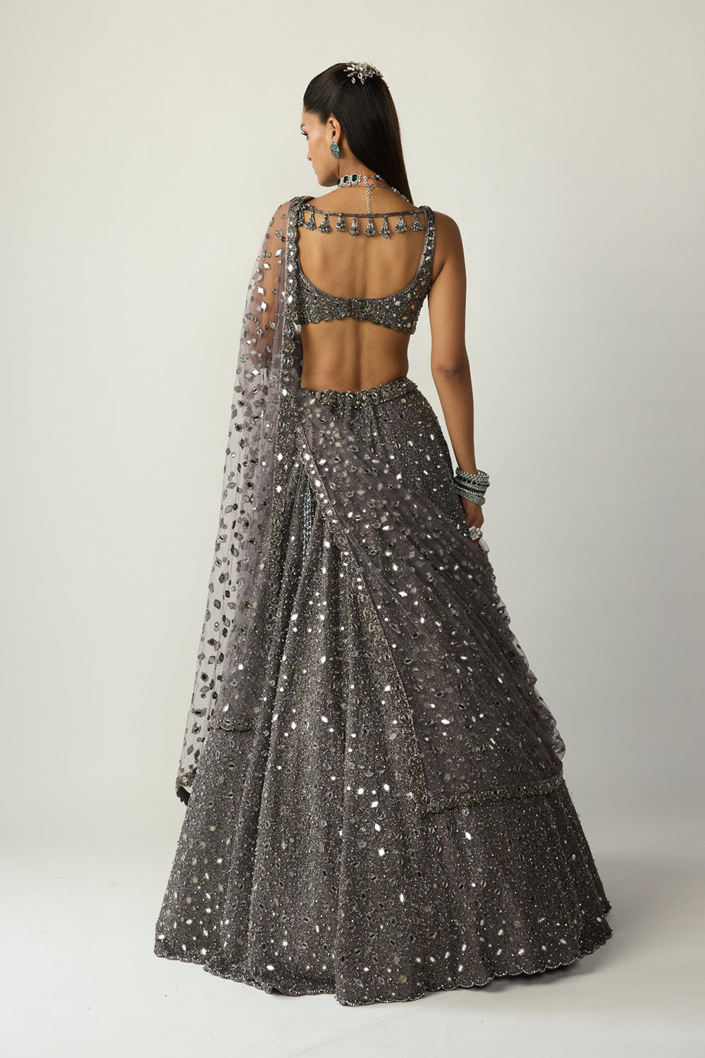 Metallic Grey Lehenga Set