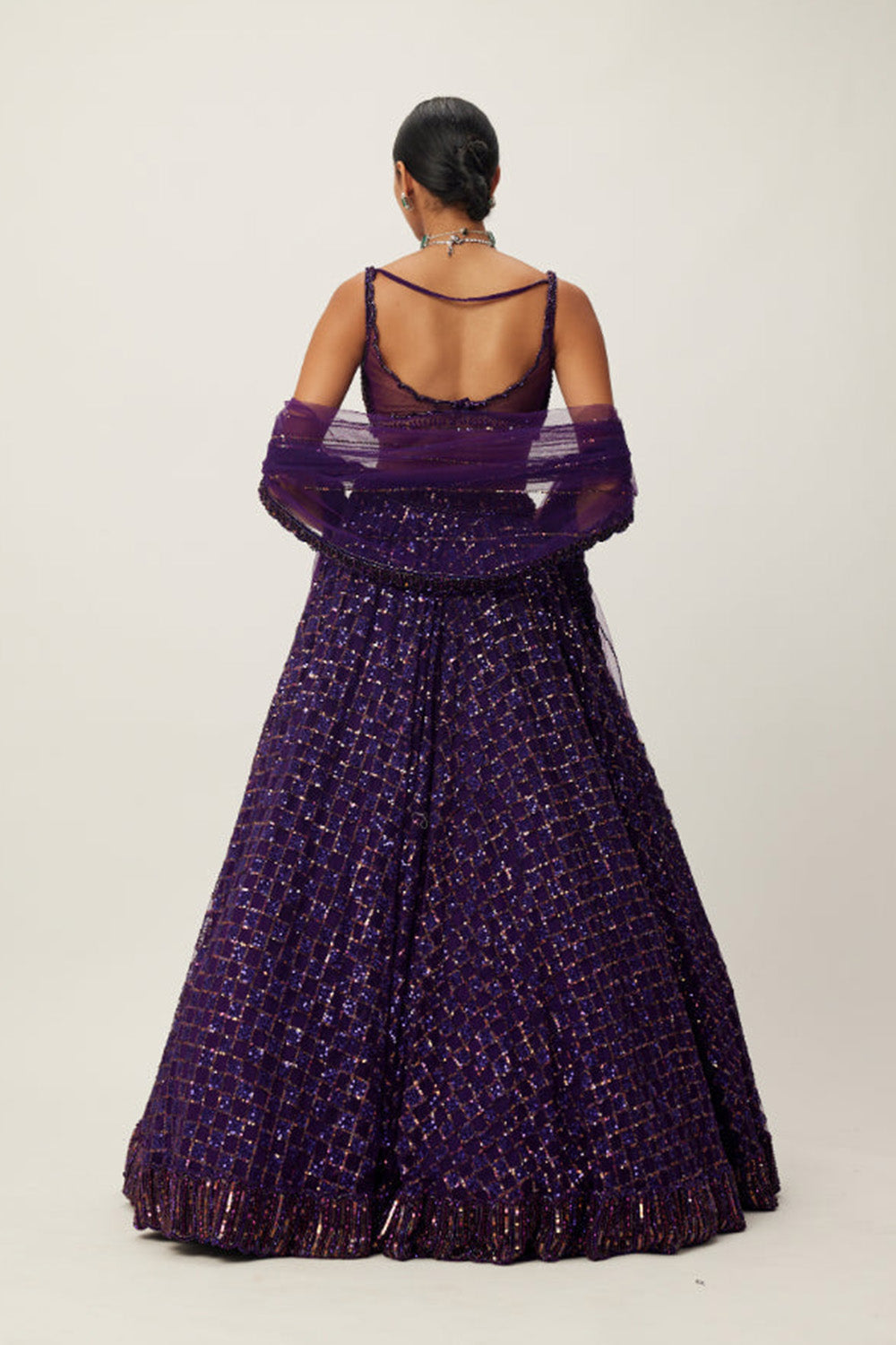 Royalty Purple Crystal Embroidered Lehenga Set