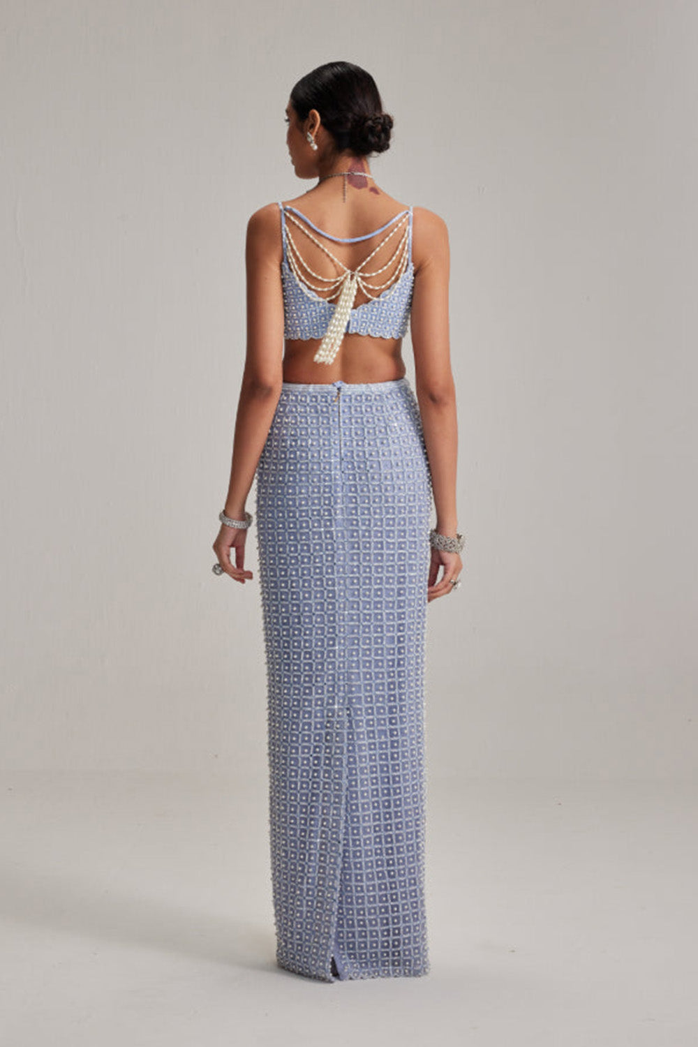 Dew Blue Pencil Skirt Set