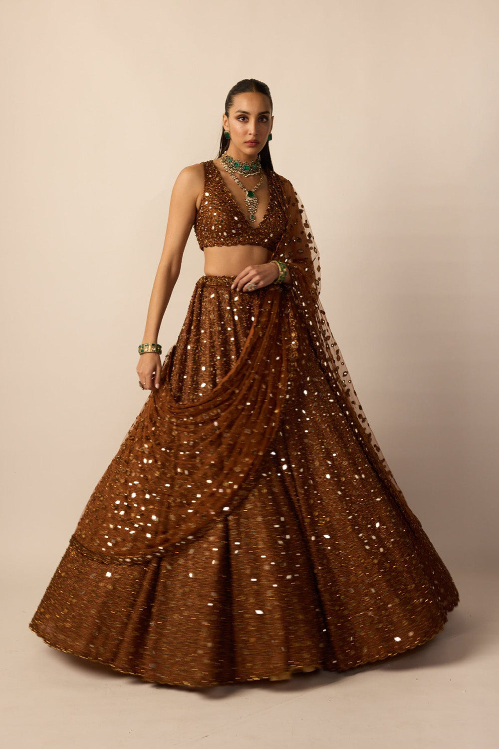 Metallic Copper Lehenga Set