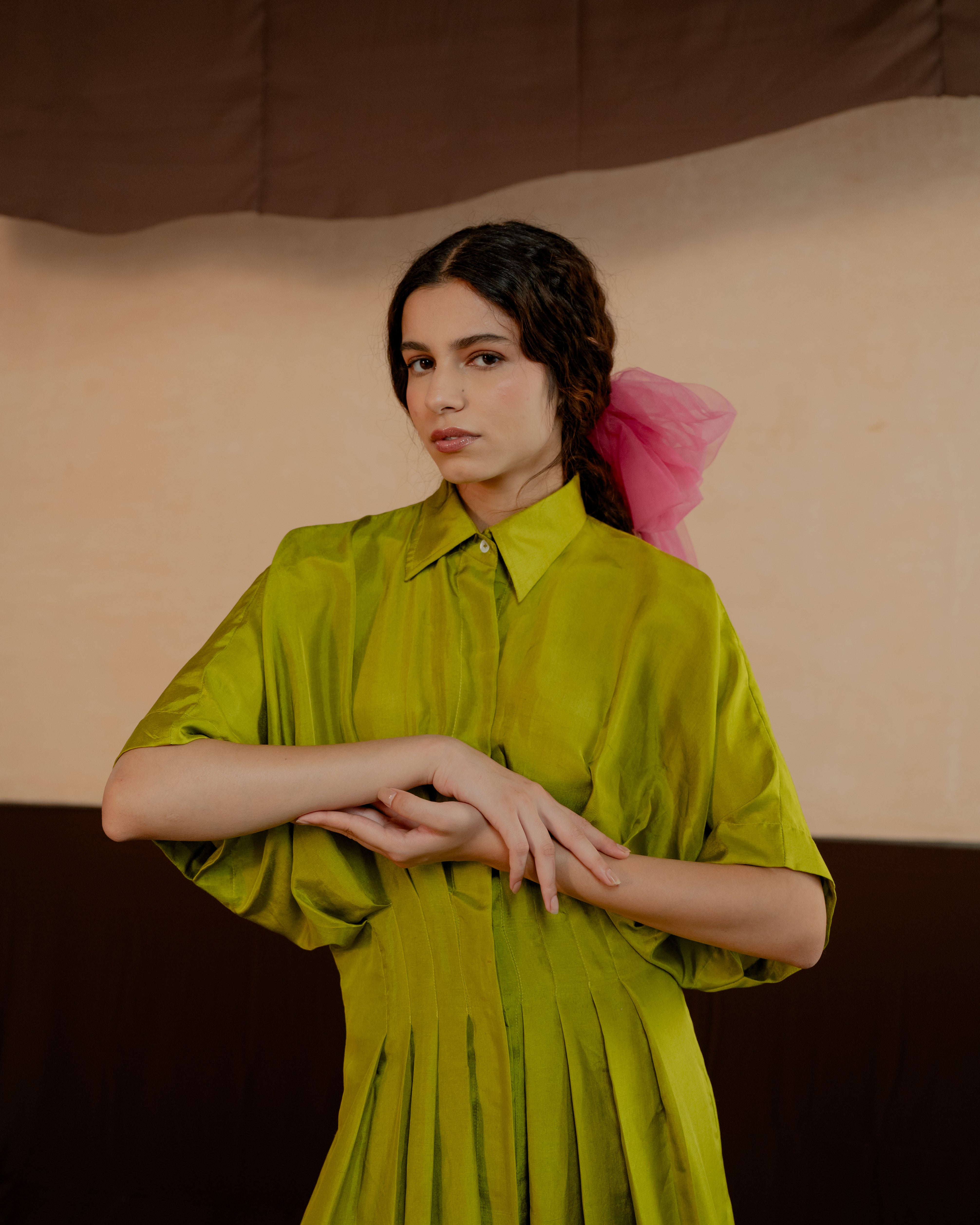 Pleated Shirt Dress