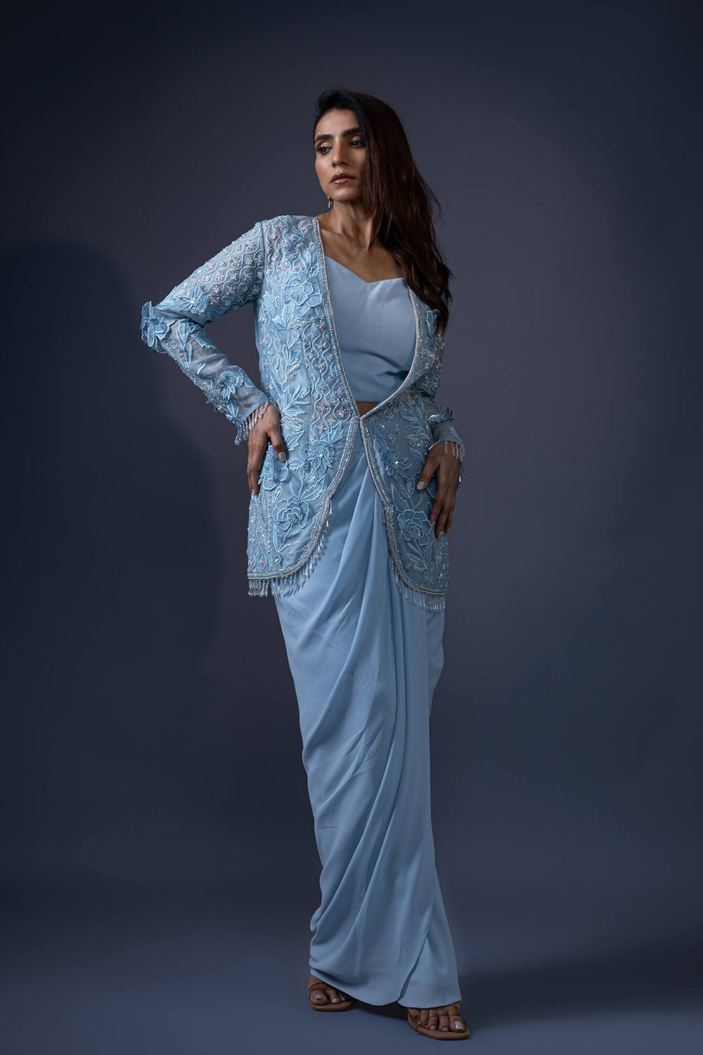 3D Work Jacket With Drape Skirt And Bustier