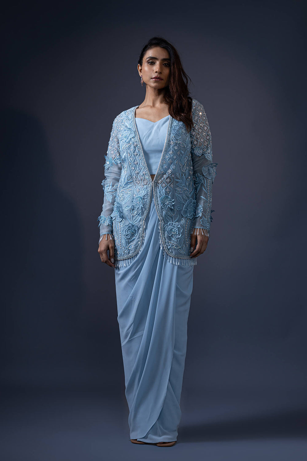 3D Work Jacket With Drape Skirt And Bustier