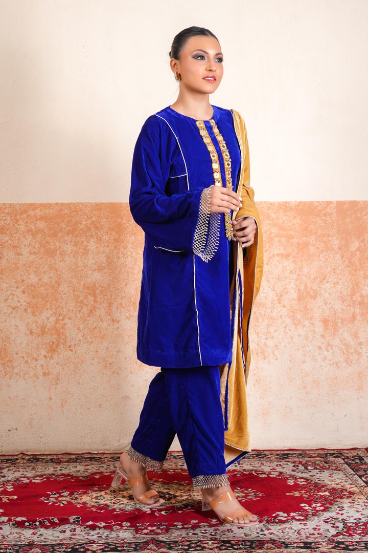 Crush Makhmal Striped Cord Set