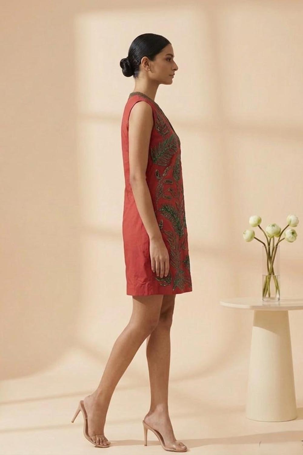 THETAA Viva -Embroidered Chanderi Cotton Dress