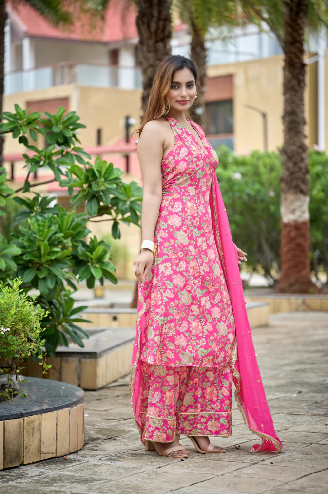 Fuschia Fable Halter Kurta set