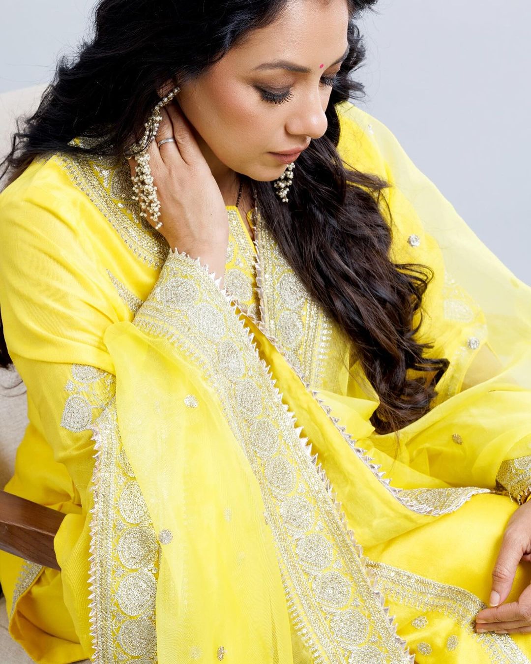 Musafar Yellow Palazzo Set