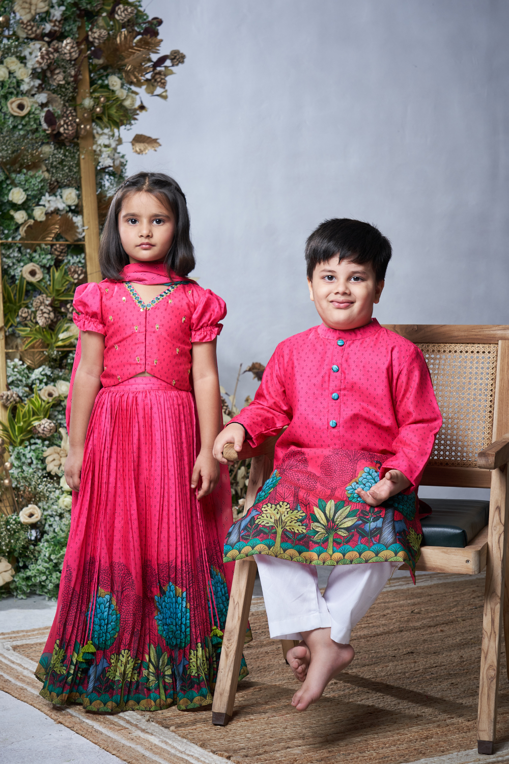 PINK PICHWAI KURTA SET