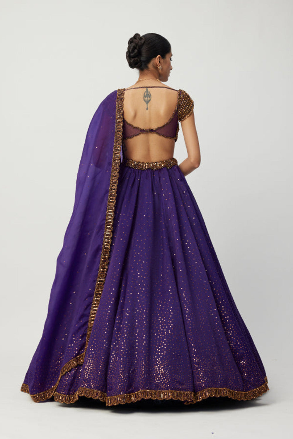 Royalty Purple Sequins Scattered Lehenga Set