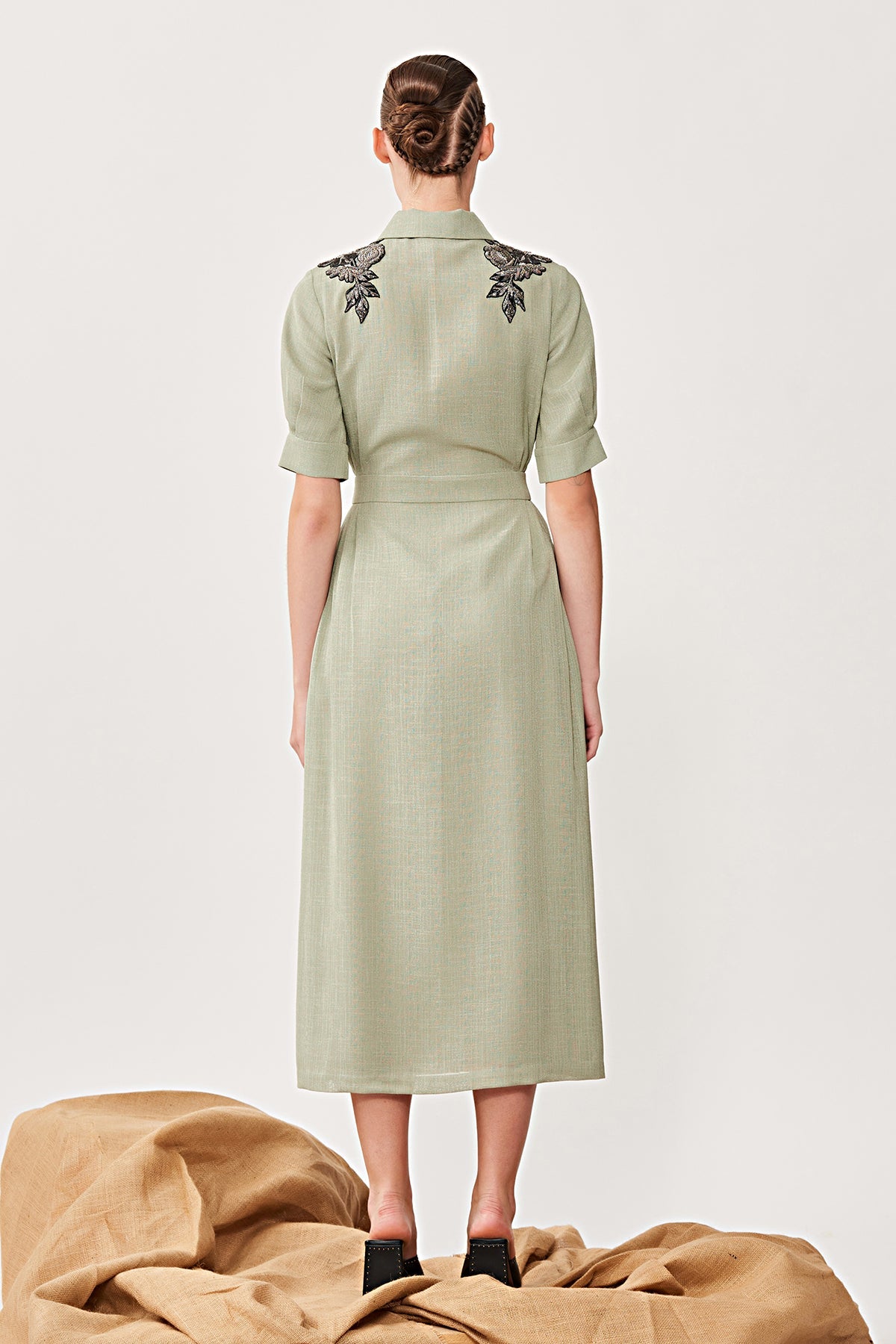 Shoulder Botany & Dragonflies Side Pleated Dress