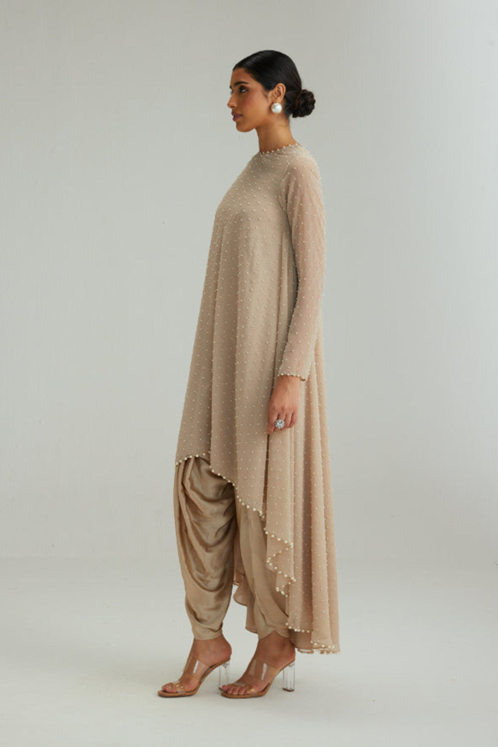 Light Beige pearl Kurta Set