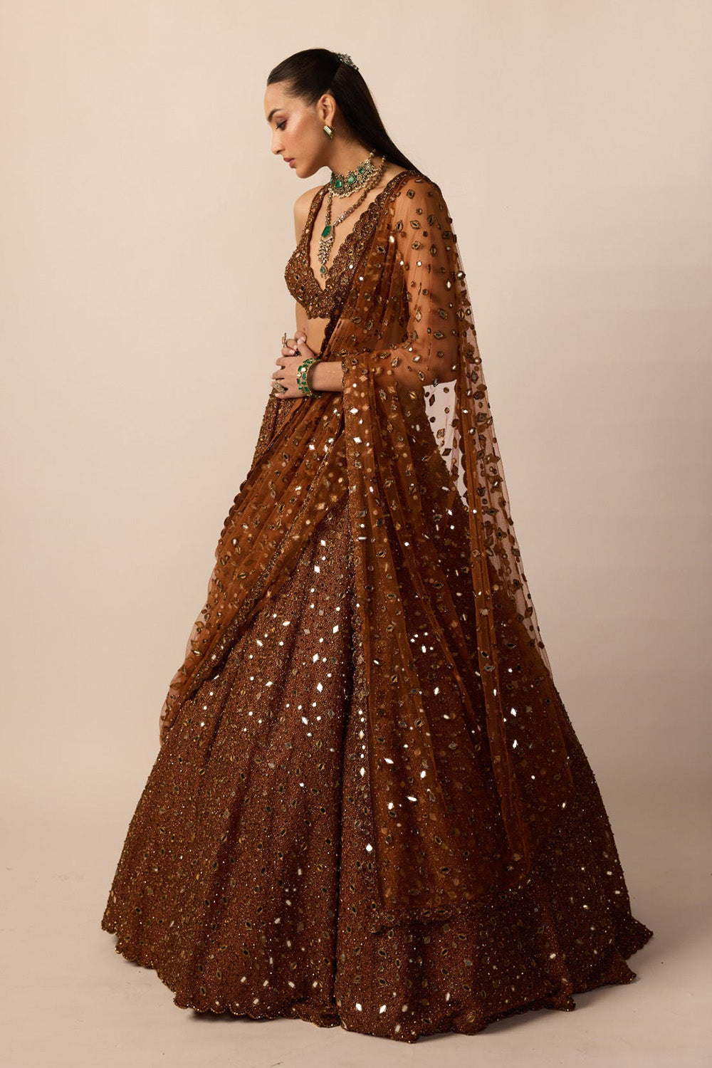 Metallic Copper Lehenga Set