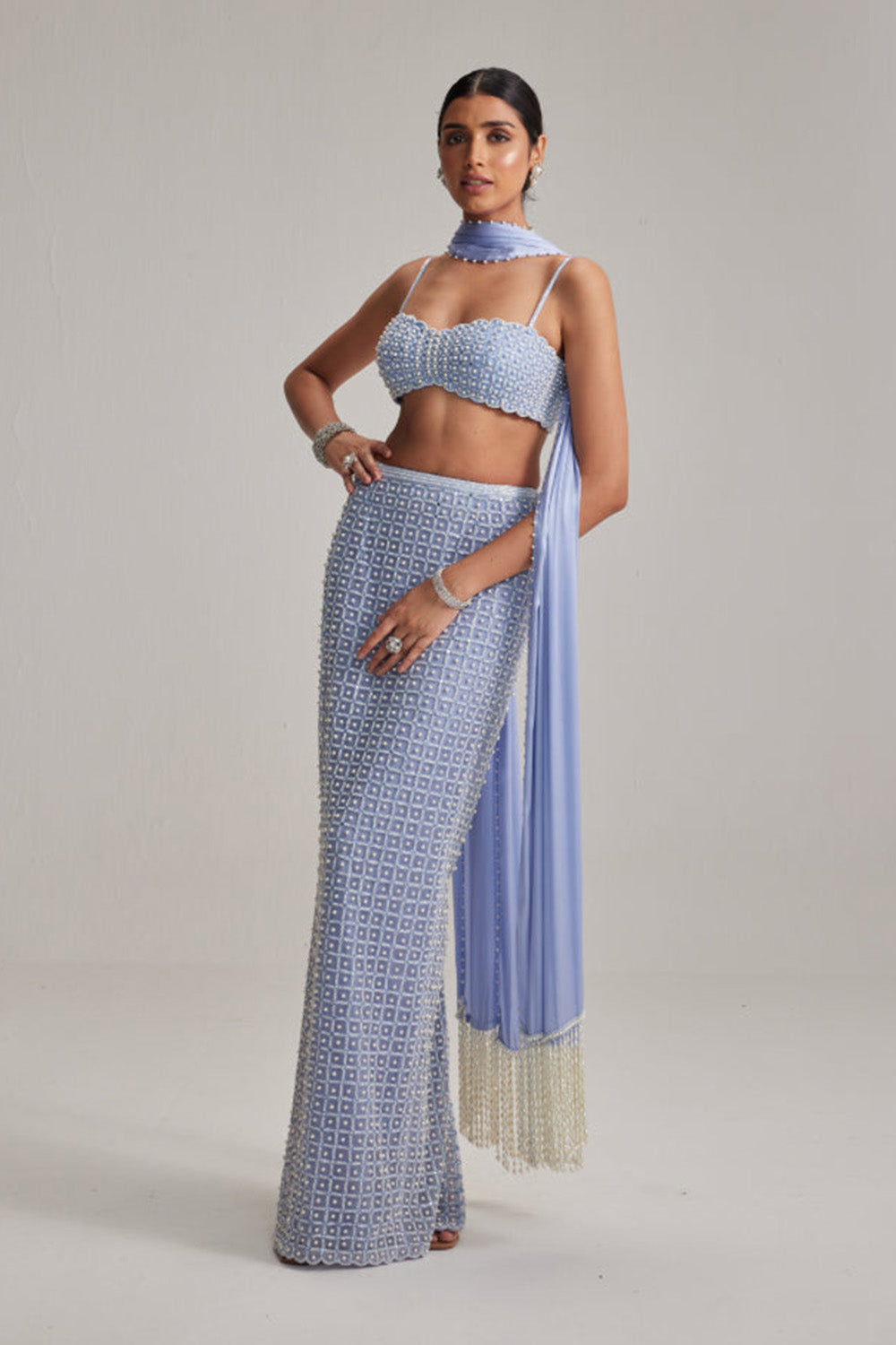 Dew Blue Pencil Skirt Set