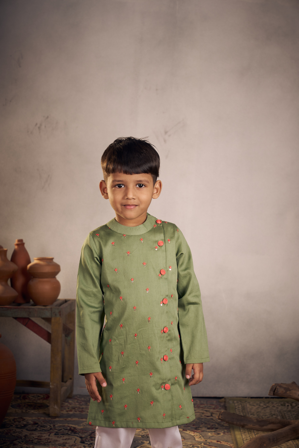 GREEN HANDWORK KURTA SET