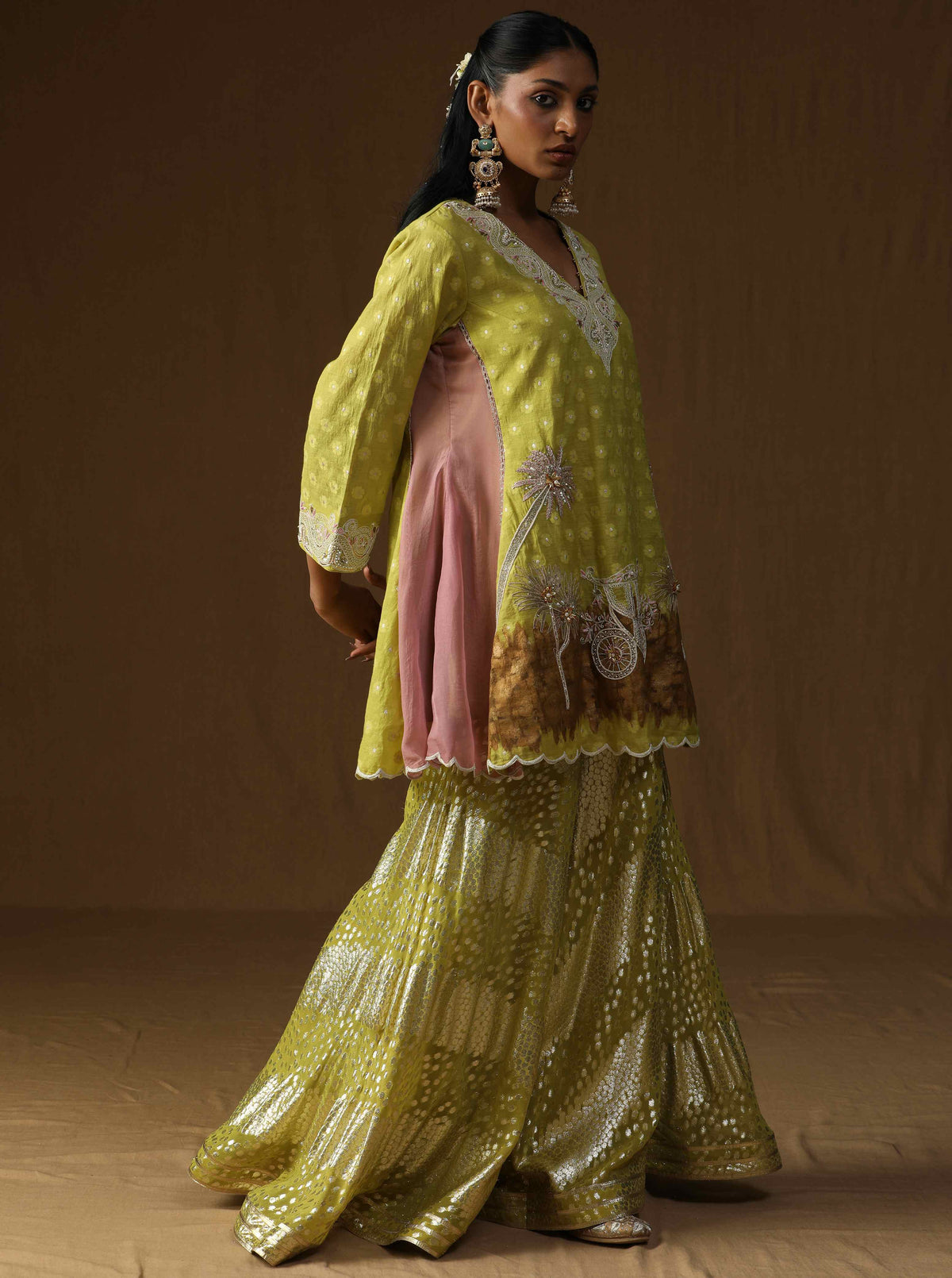 Noor Gul lime  Sharara Set