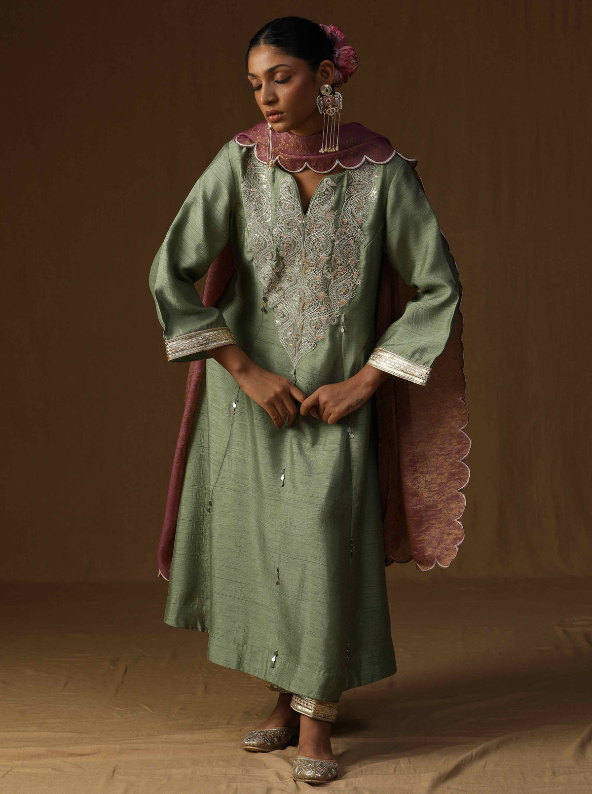 Madhavi  Dhani Embroidered Suit Set