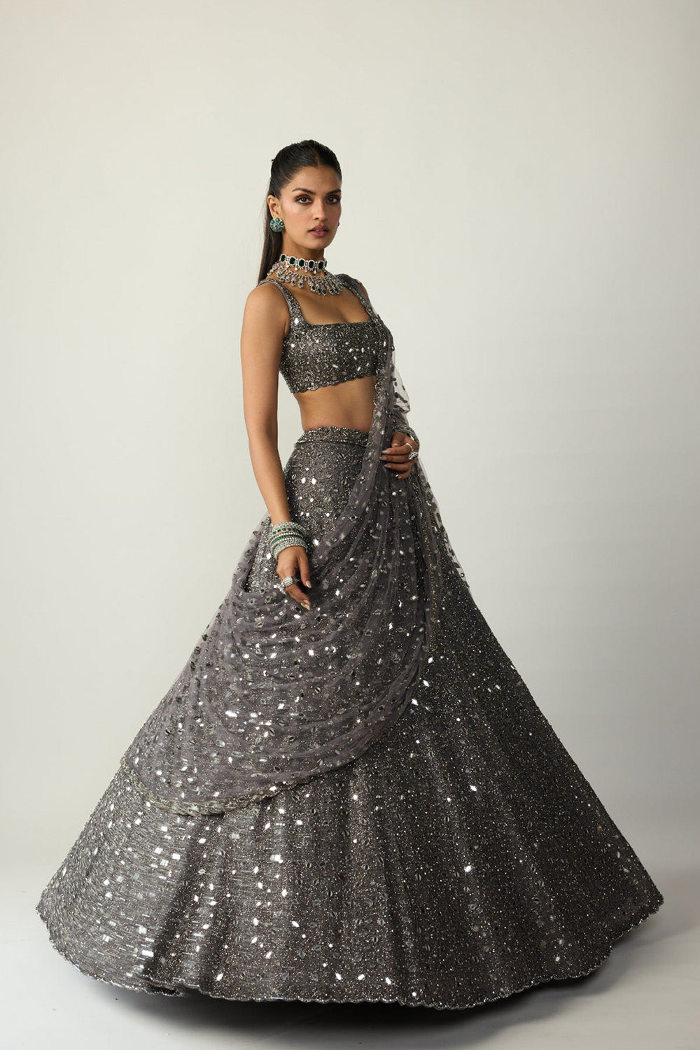 Metallic Grey Lehenga Set