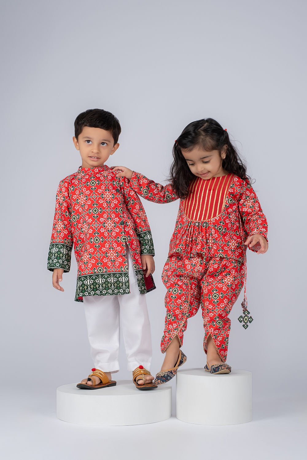 RED PATOLA DHOTI SET