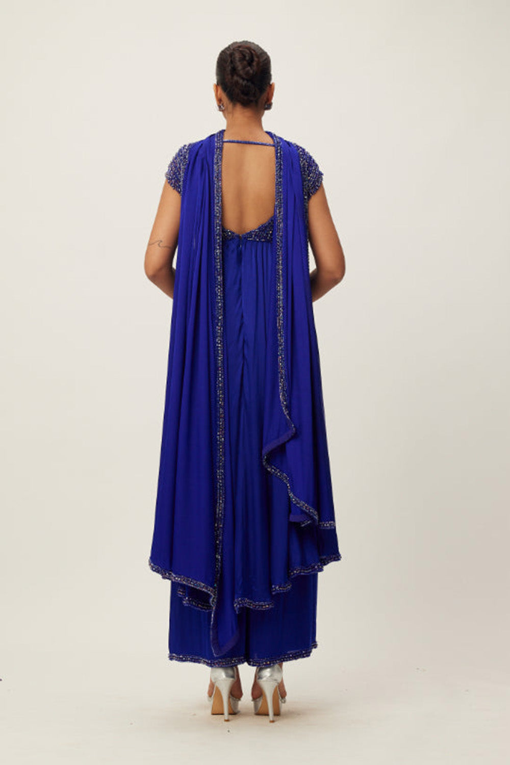 Cocktail Blue Crystal Beaded Kurta Set