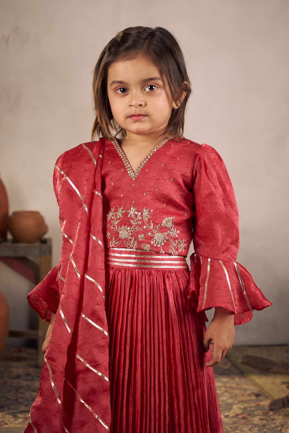 CHERRY RED LEHENGA SET