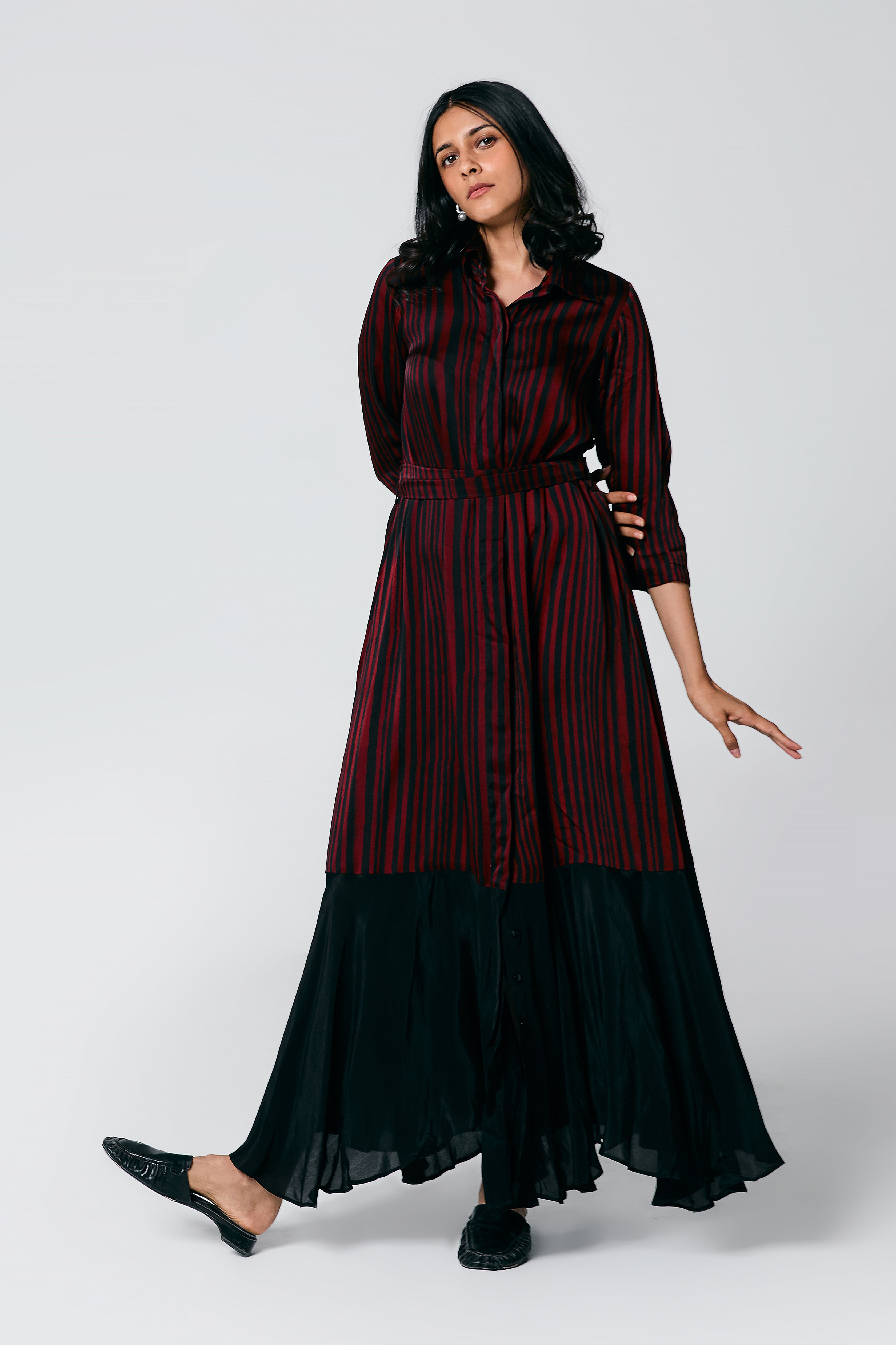 Stripes dress with belt