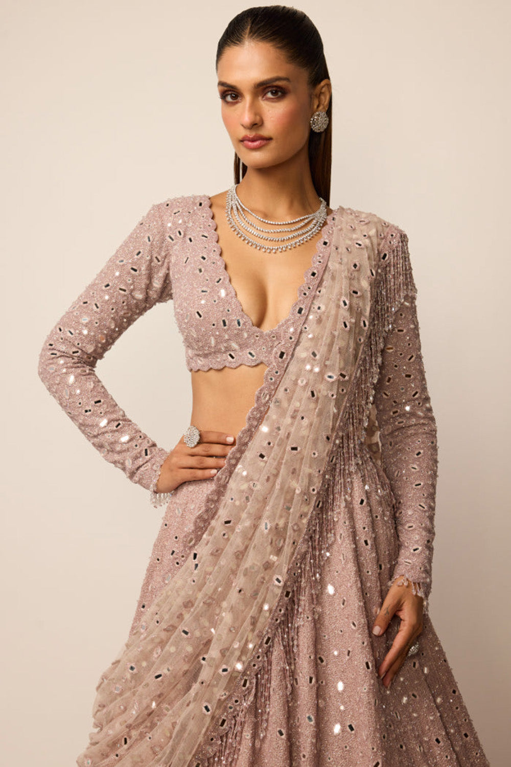 Ash Pink Lehenga Set