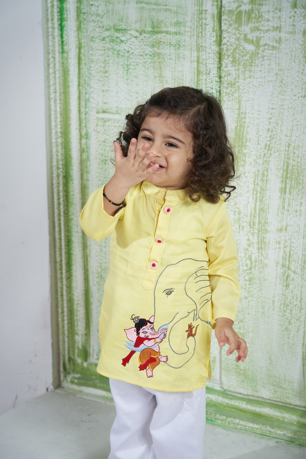YELLOW GANESH KURTA WITH MUSHAK