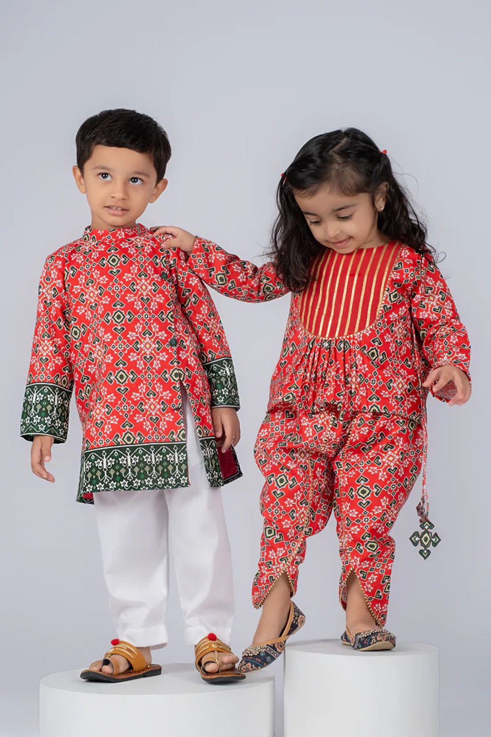 RED PATOLA KURTA SET