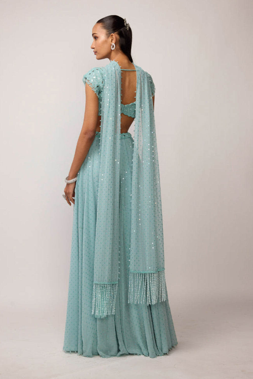 Powder Blue Geogette Skirt Set