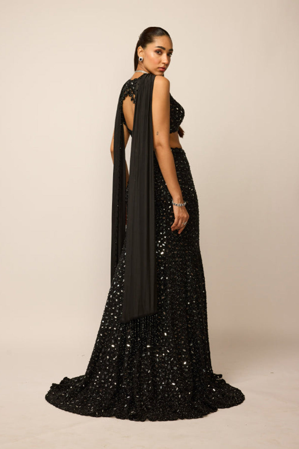 Black Fishcut Lehenga Set