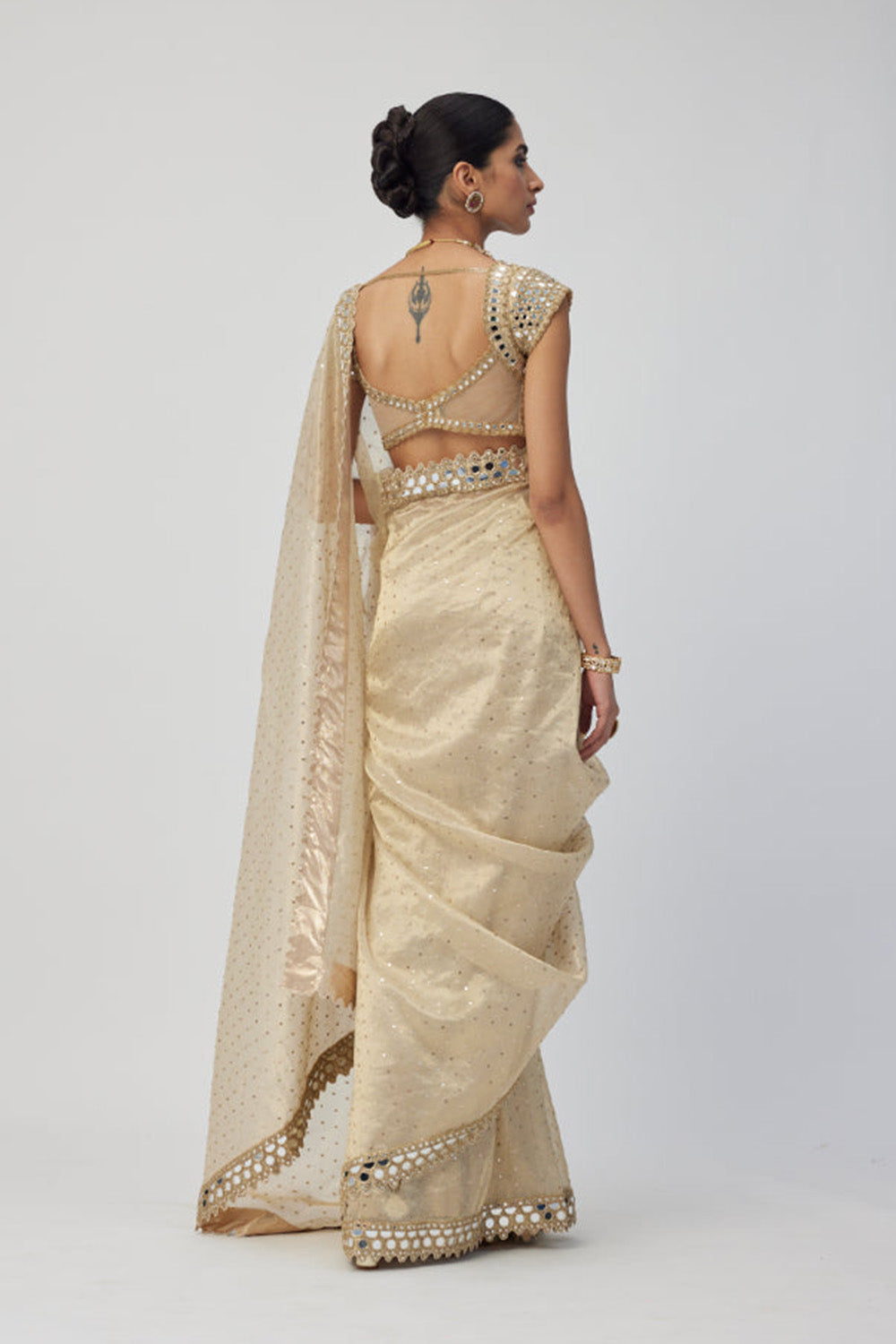 Golden Shimmer Organza saree set