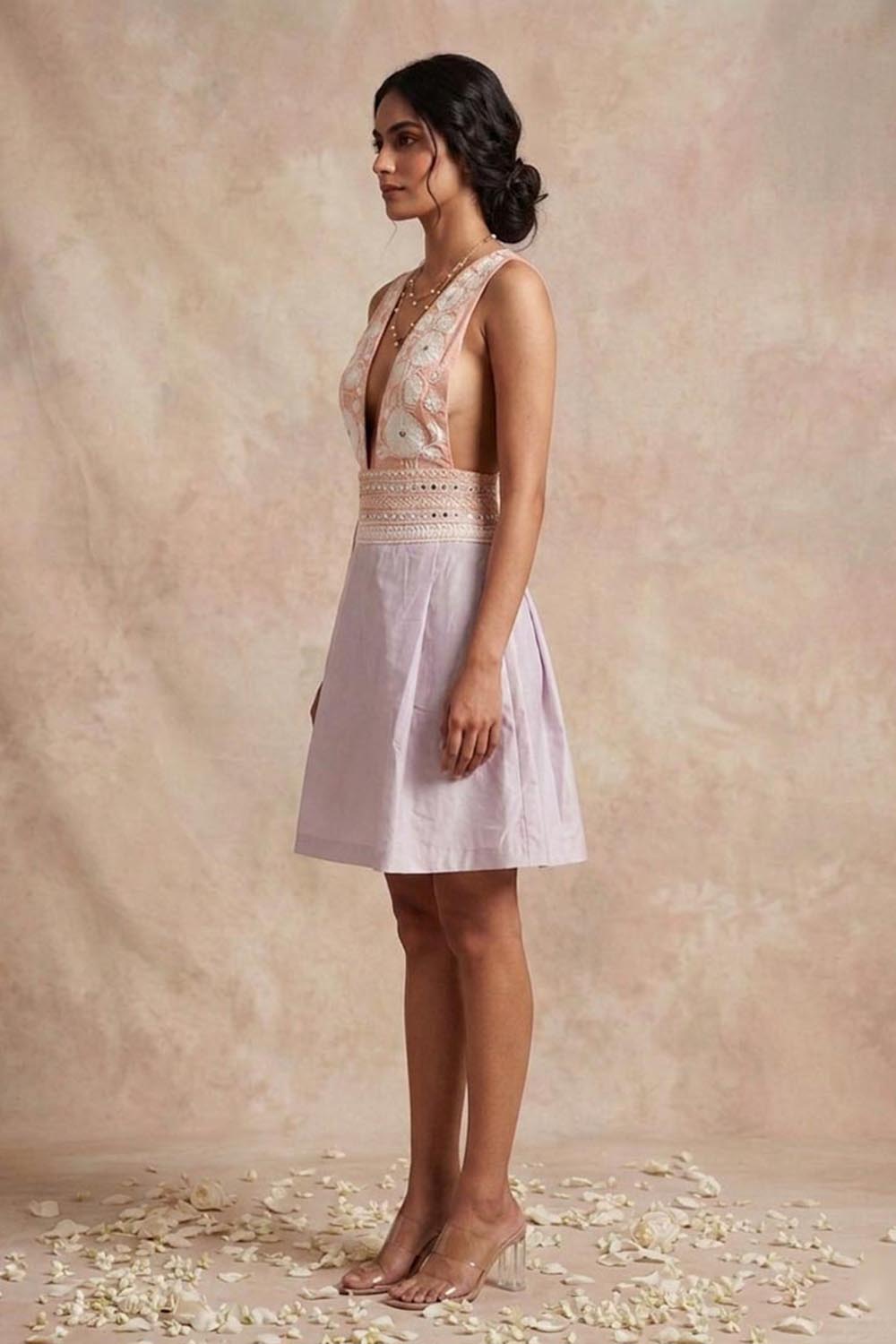THETAA Solene -Hand-Embroidered Chanderi Cotton Dress