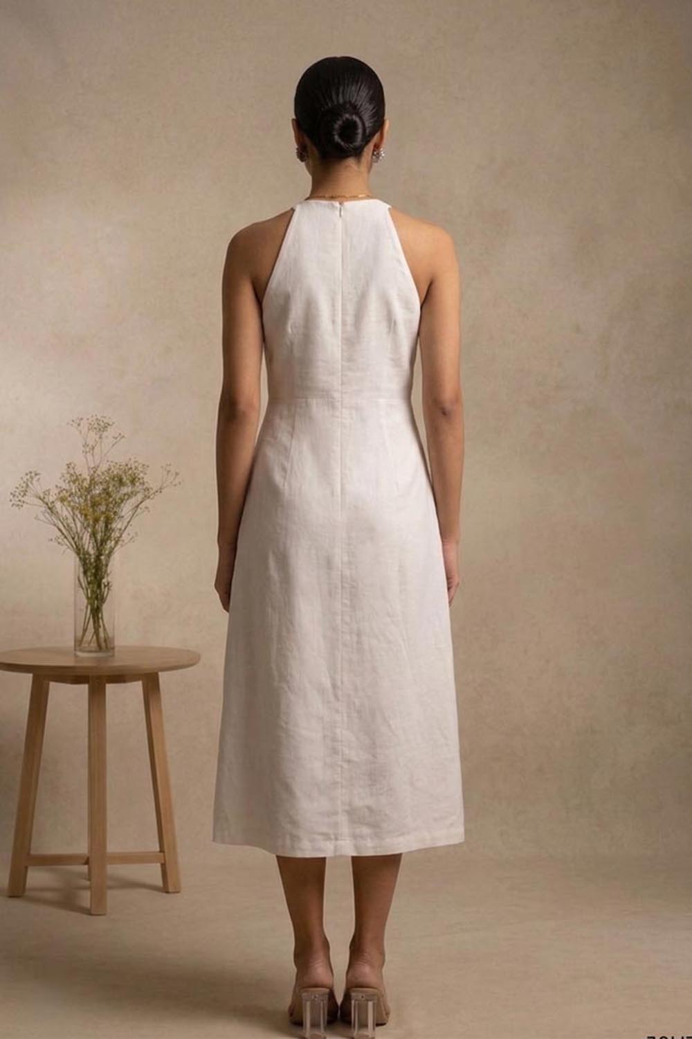 THETAA Indira -Embroidered Cotton Linen Dress