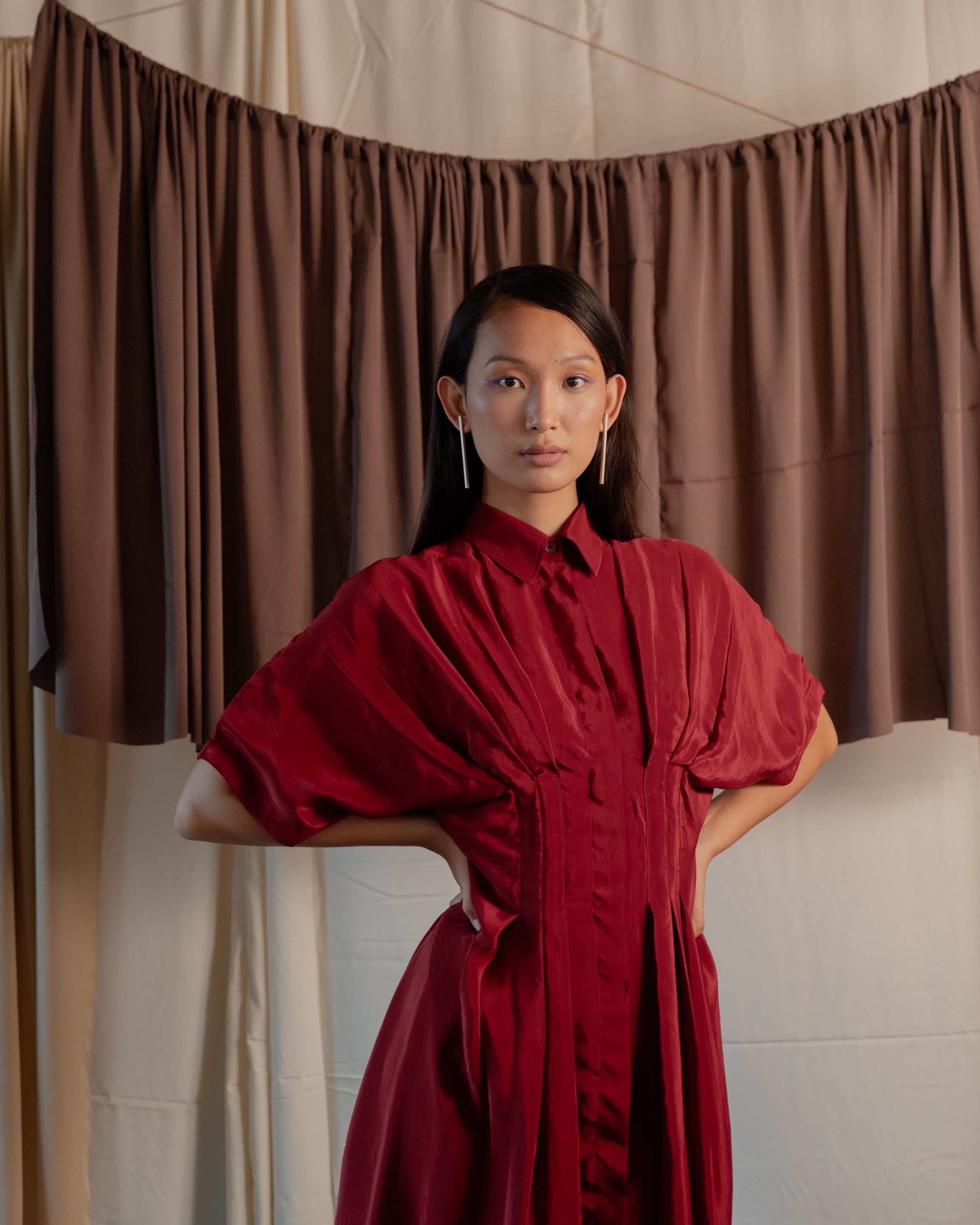 Pleated Shirt Dress