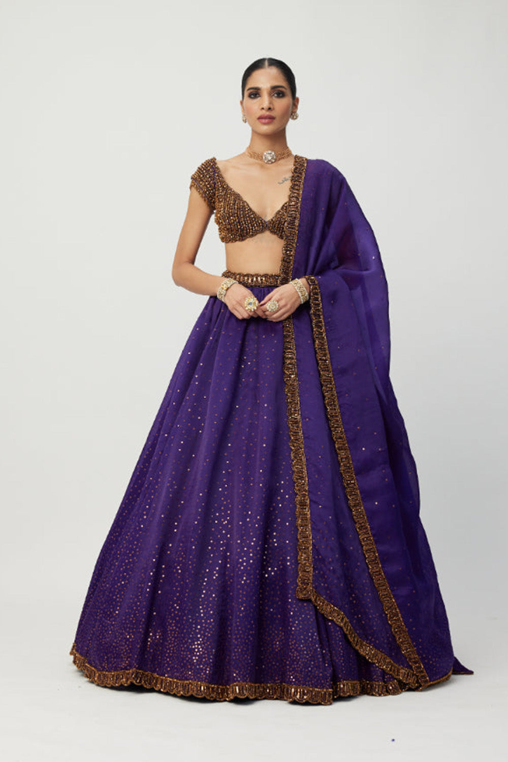 Royalty Purple Sequins Scattered Lehenga Set
