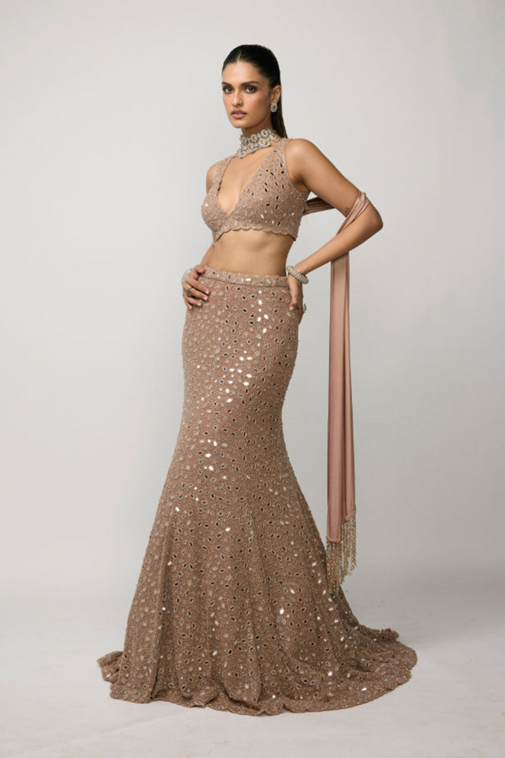 Bronze Ros� Fishcut Lehenga Set